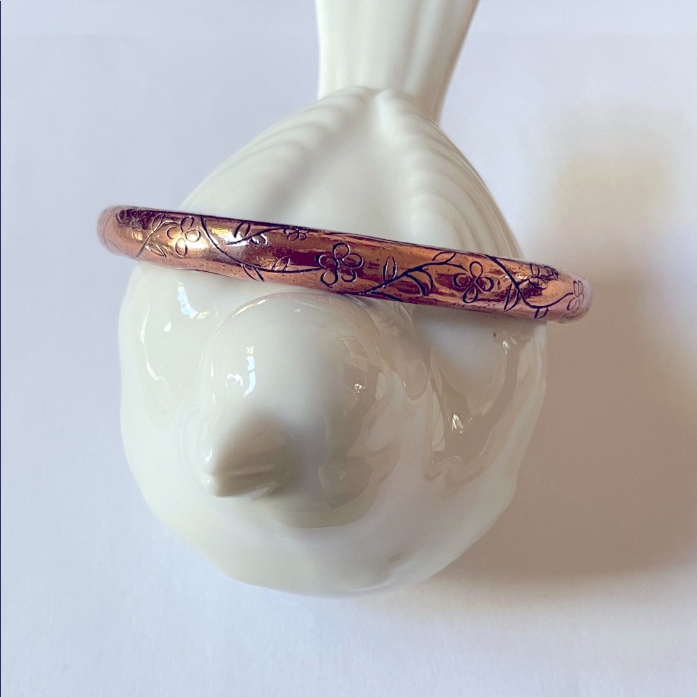 GUESS Floral Engraved Copper Bangle